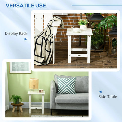 Outsunny Square Coffee Table, HDPE Tabletop and Frame for Porch, Garden, Side Table, 38 x 38 x 46 cm, White 4
