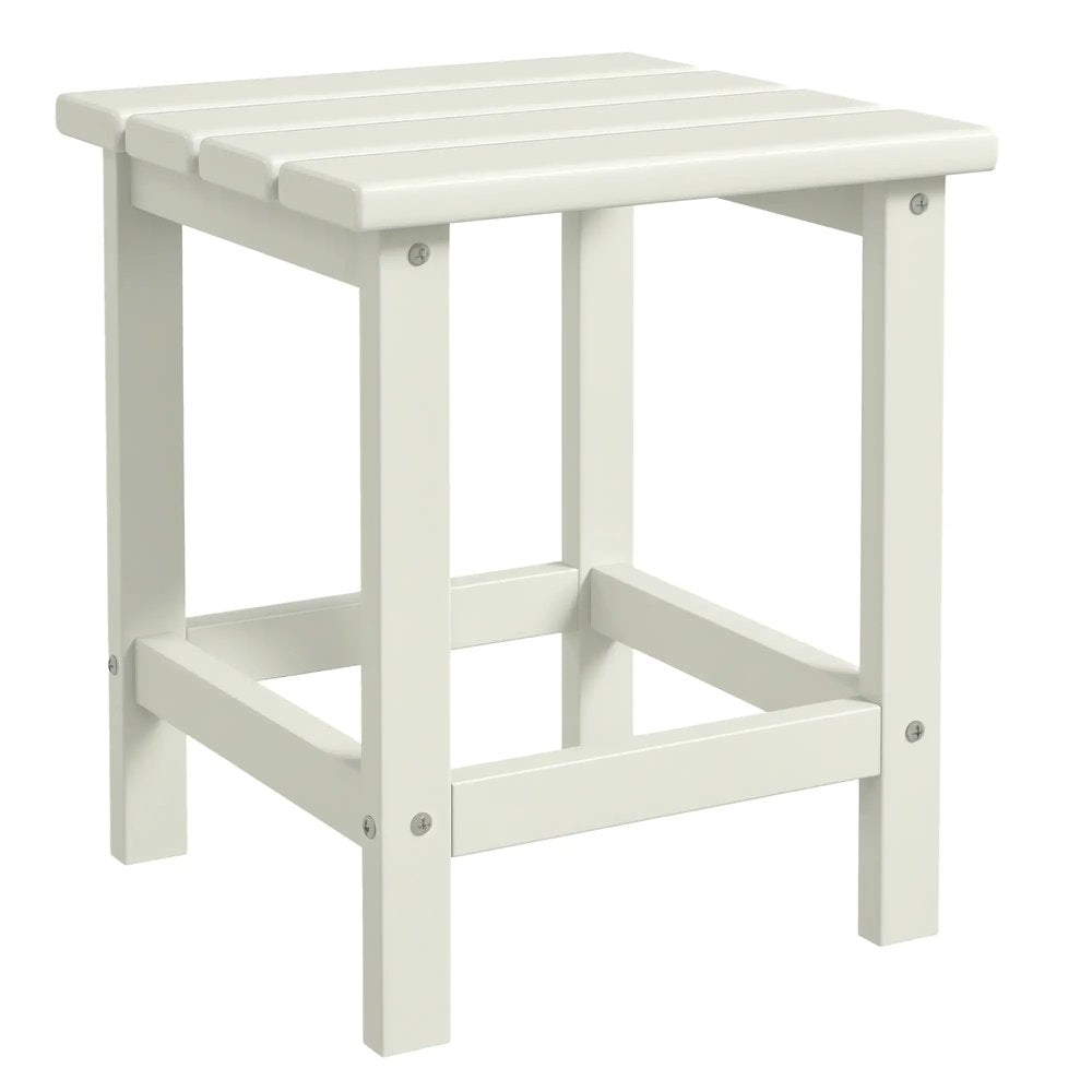 Outsunny Square Coffee Table, HDPE Tabletop and Frame for Porch, Garden, Side Table, 38 x 38 x 46 cm, White 9