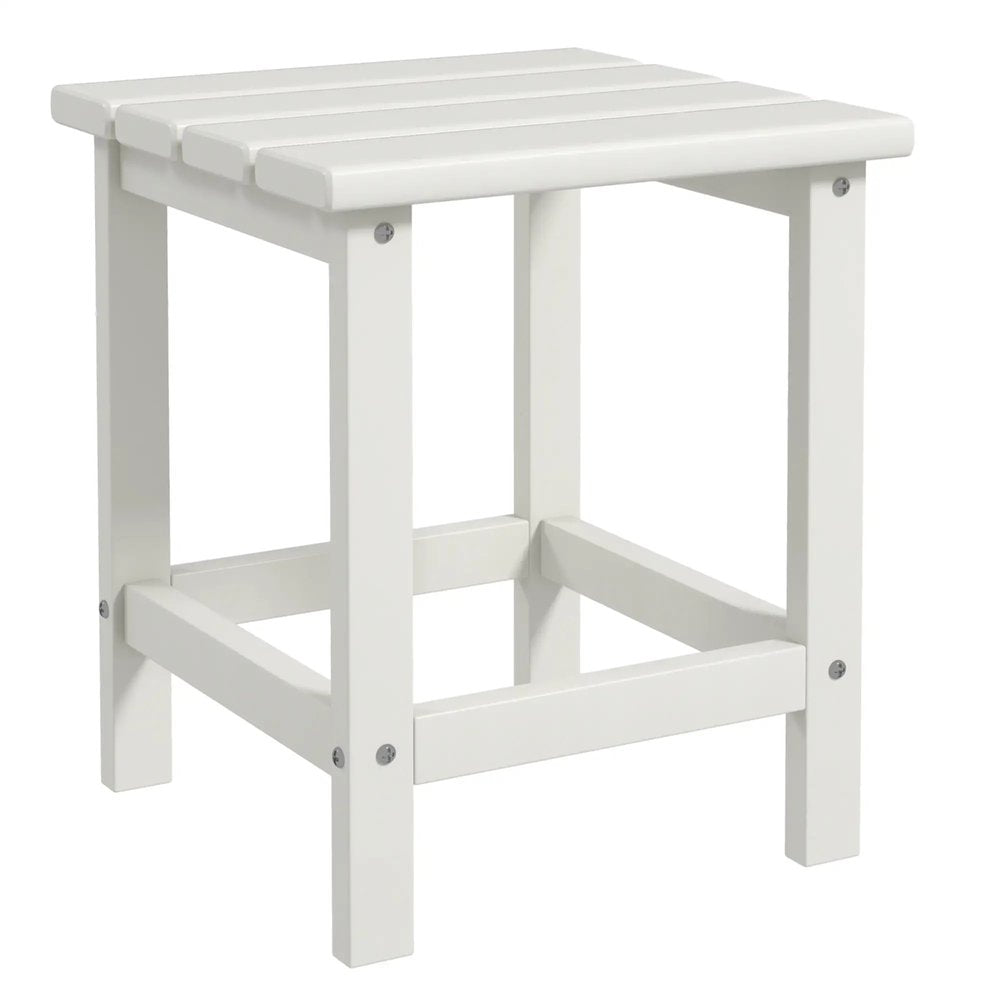 Outsunny Square Coffee Table, HDPE Tabletop and Frame for Porch, Garden, Side Table, 38 x 38 x 46 cm, White 