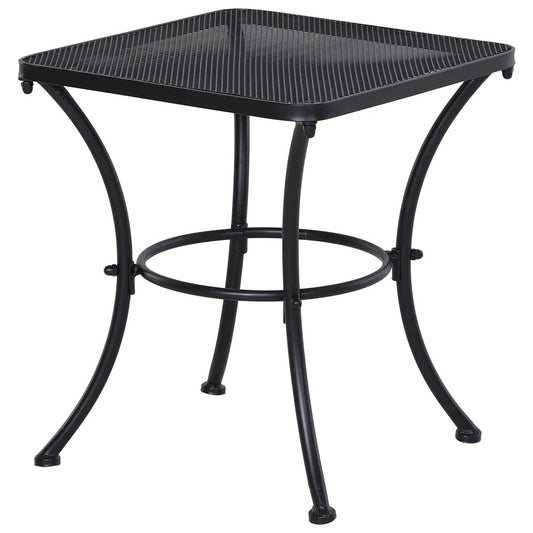 Outsunny Square Garden Metal Bistro Table Outdoor Patio Coffee Side Desk - Black 45L X 45W X 50H CM 