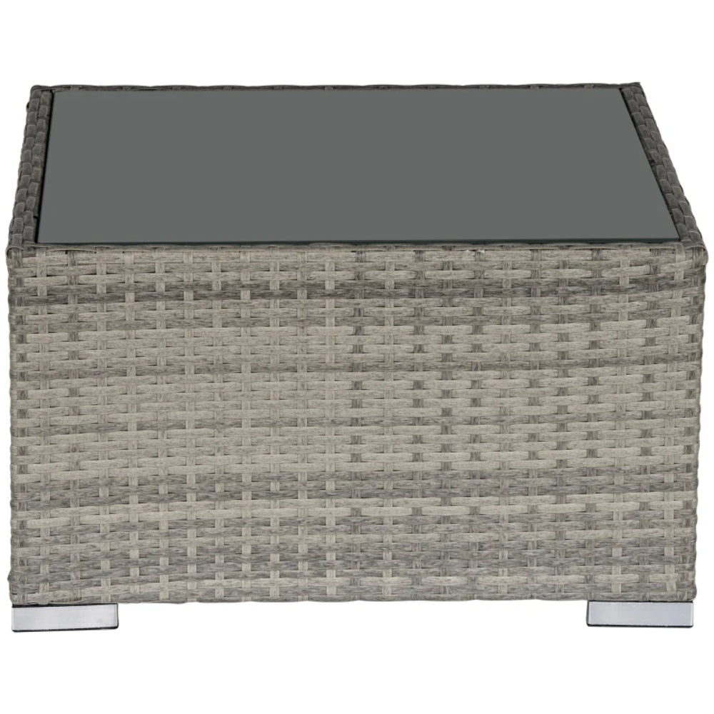 Outsunny Square PE Wicker Rattan Table, with Glass Top