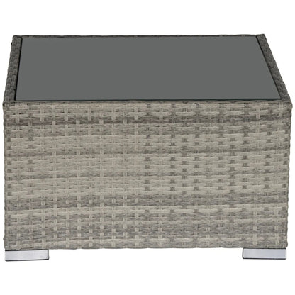 Outsunny Square PE Wicker Rattan Table, with Glass Top