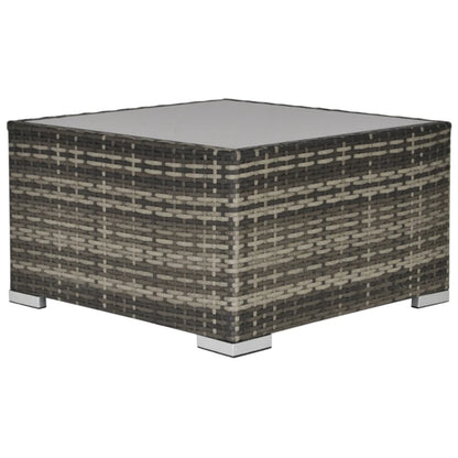 Outsunny Square PE Wicker Rattan Table, with Glass Top
