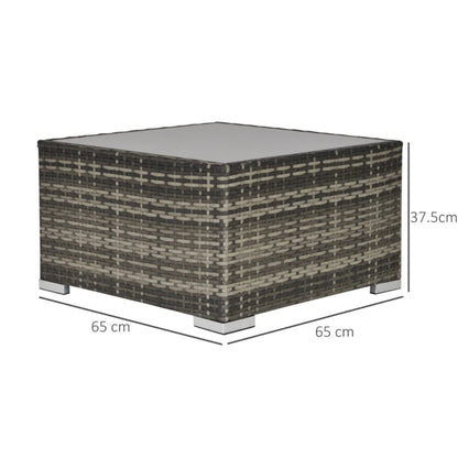 Outsunny Square PE Wicker Rattan Table, with Glass Top