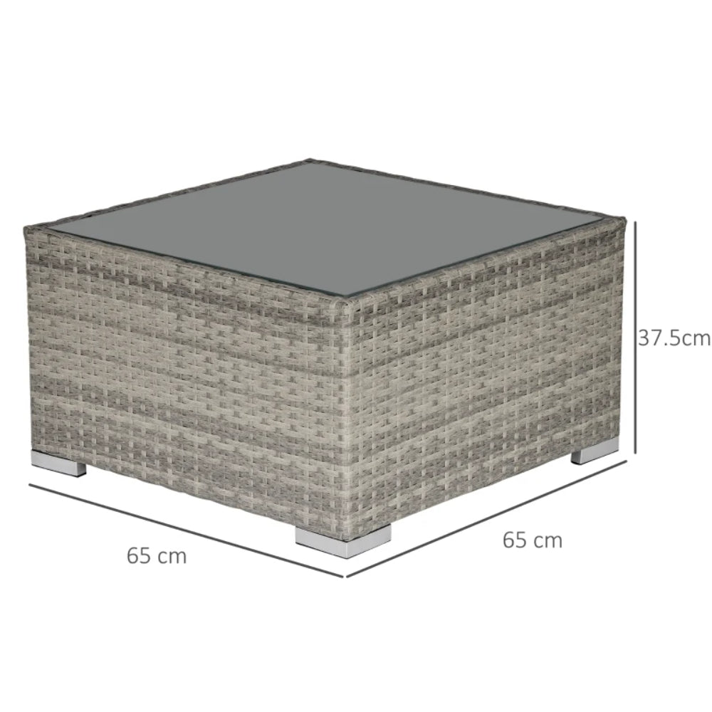 Outsunny Square PE Wicker Rattan Table, with Glass Top