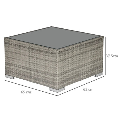 Outsunny Square PE Wicker Rattan Table, with Glass Top