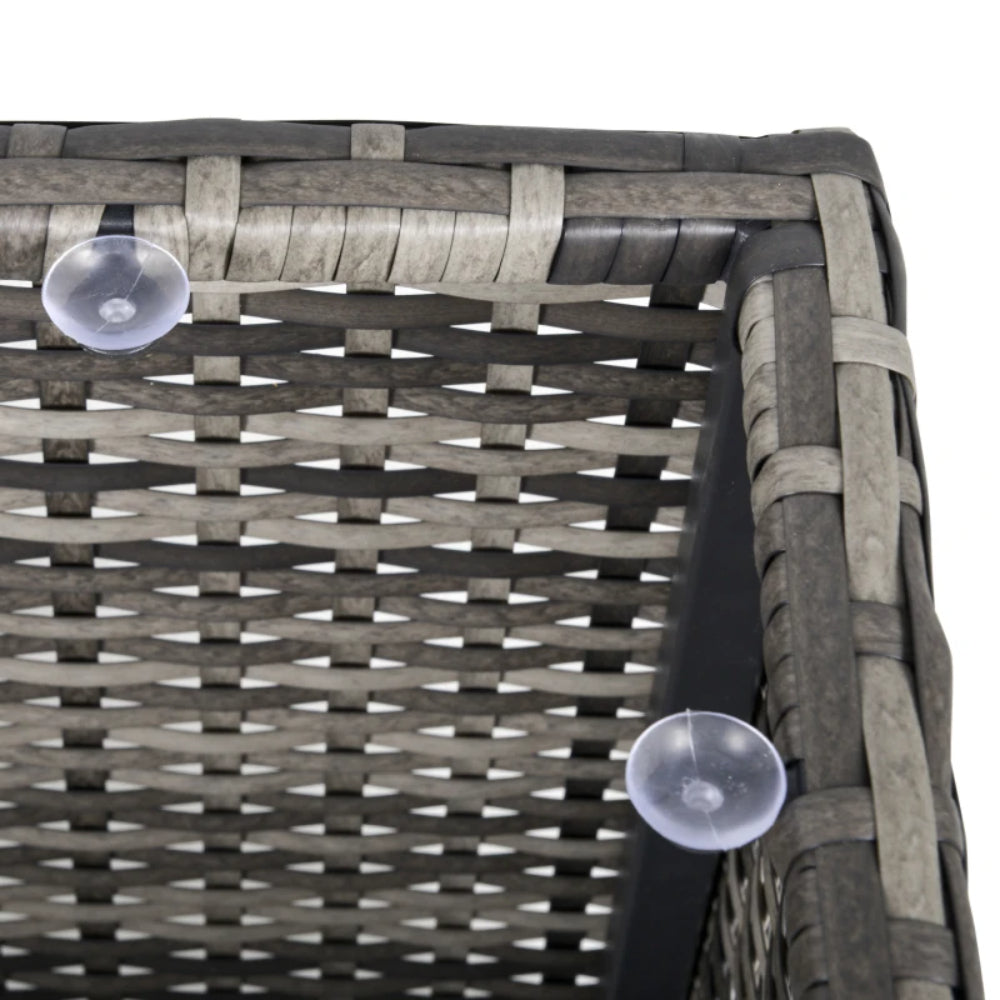 Outsunny Square PE Wicker Rattan Table, with Glass Top