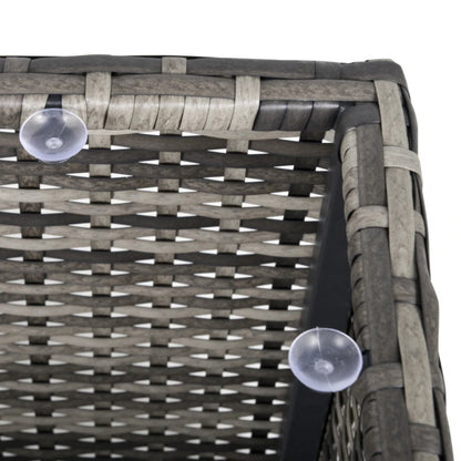 Outsunny Square PE Wicker Rattan Table, with Glass Top