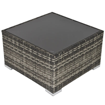 Outsunny Square PE Wicker Rattan Table, with Glass Top