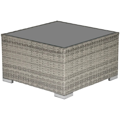 Outsunny Square PE Wicker Rattan Table, with Glass Top