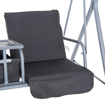 Outsunny Steel Frame 2-Seater Swing Chair w/ Table Grey 8