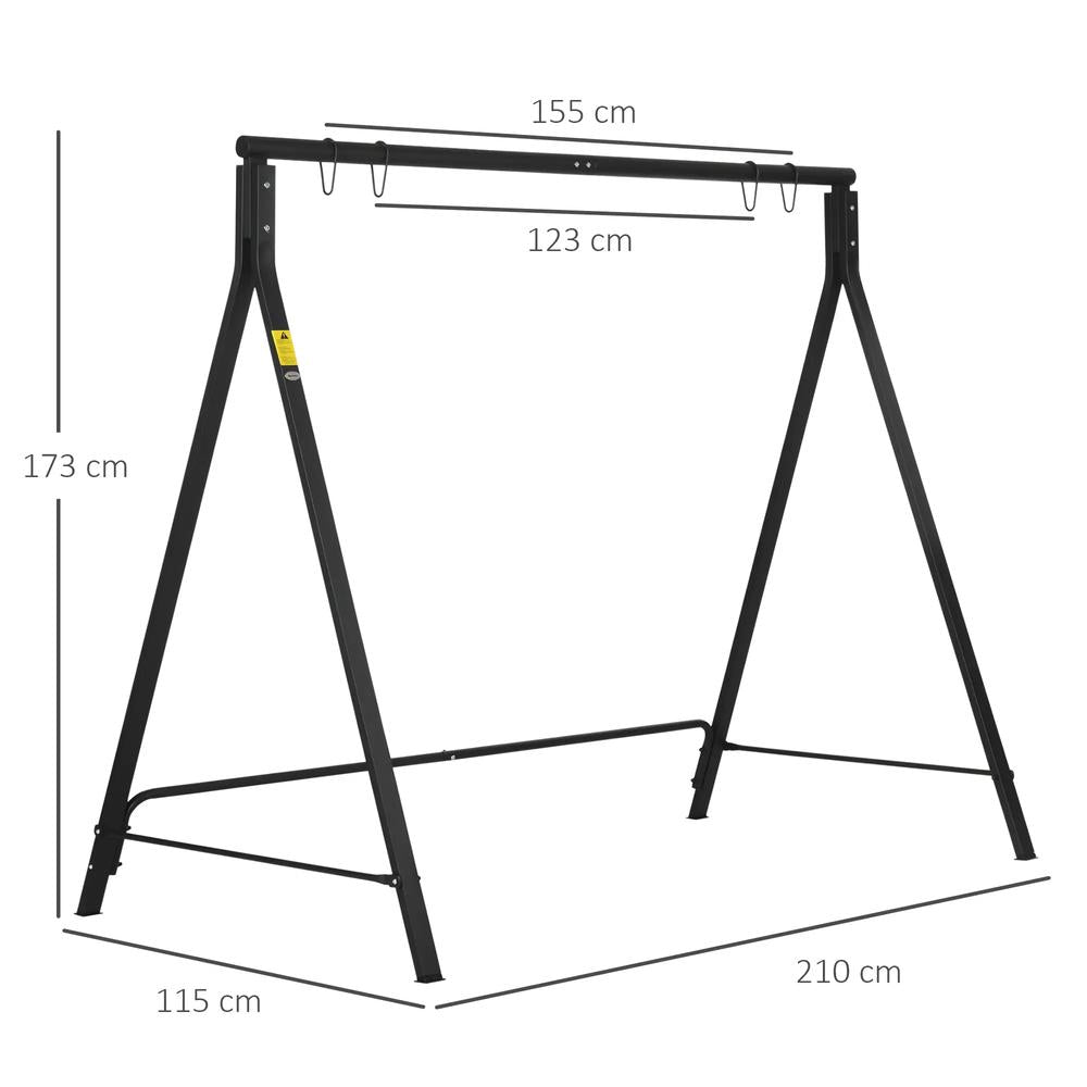 Outsunny Steel Frame Multi-Swing Seat Frame - Black 2