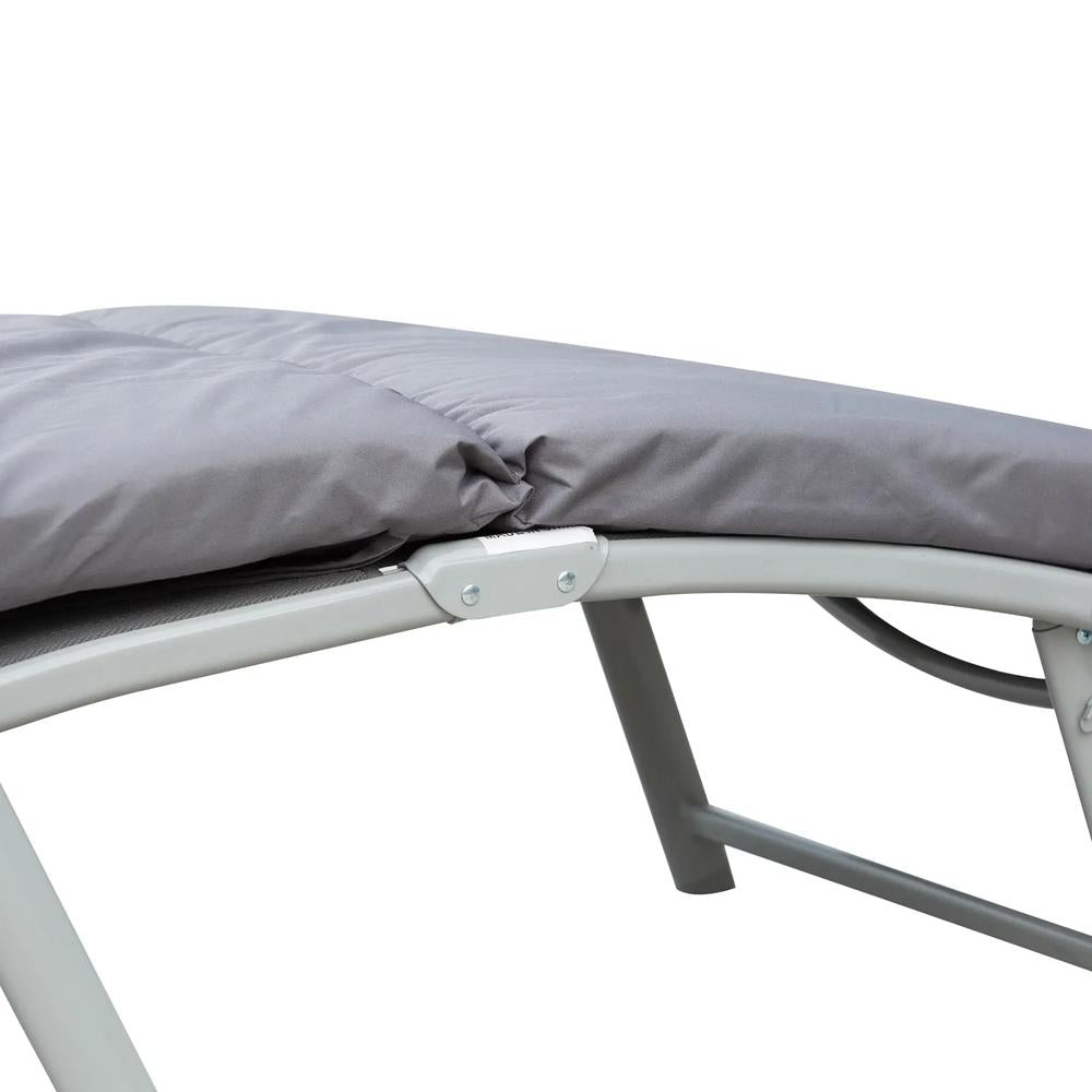 Outsunny Steel Frame Outdoor Garden Padded Sun Lounger w/ Pillow 19