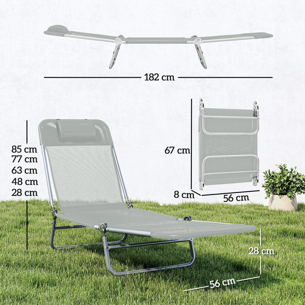 Outsunny Steel Frame Sun Lounger, with Reclining Back 13