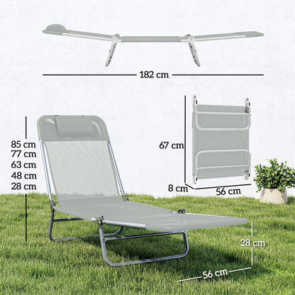 Outsunny Steel Frame Sun Lounger, with Reclining Back 13