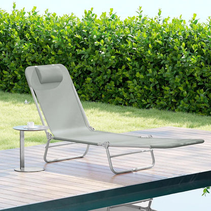 Outsunny Steel Frame Sun Lounger, with Reclining Back 19