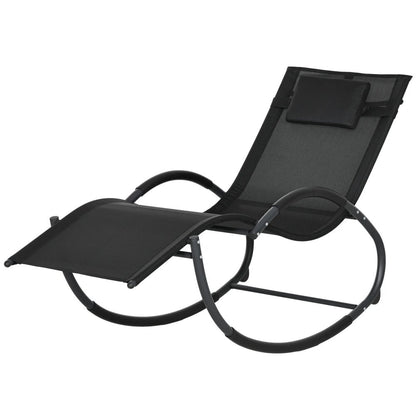 Outsunny Steel Frame Zero Gravity Rocking Chair, with Pillow - Black 10