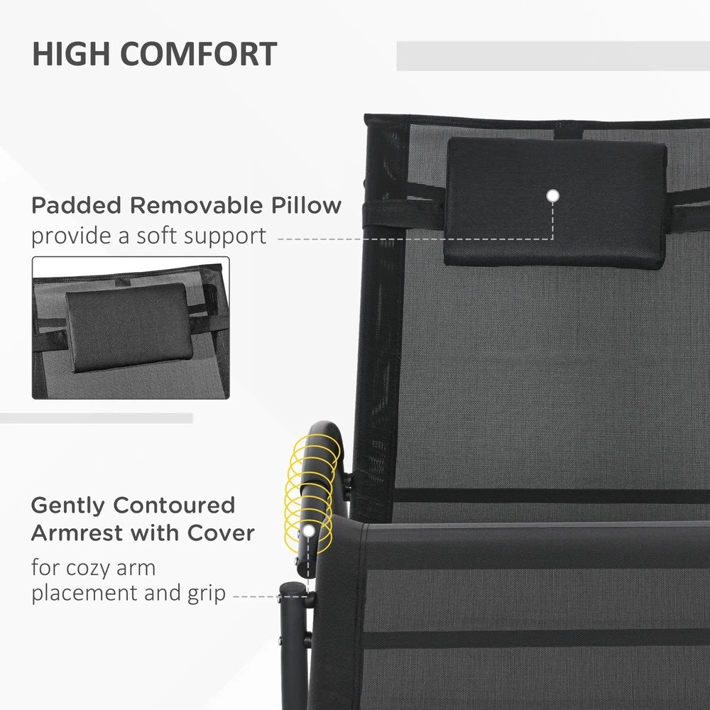 Outsunny Steel Frame Zero Gravity Rocking Chair, with Pillow - Black 3