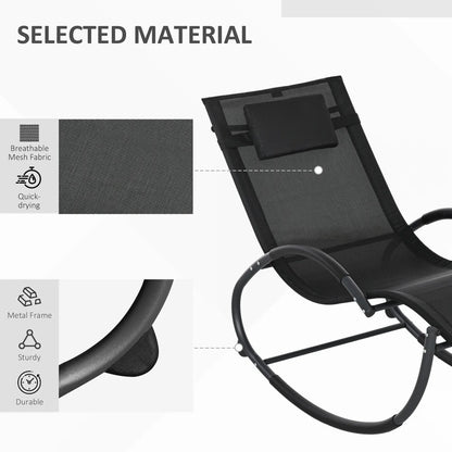 Outsunny Steel Frame Zero Gravity Rocking Chair, with Pillow - Black 6