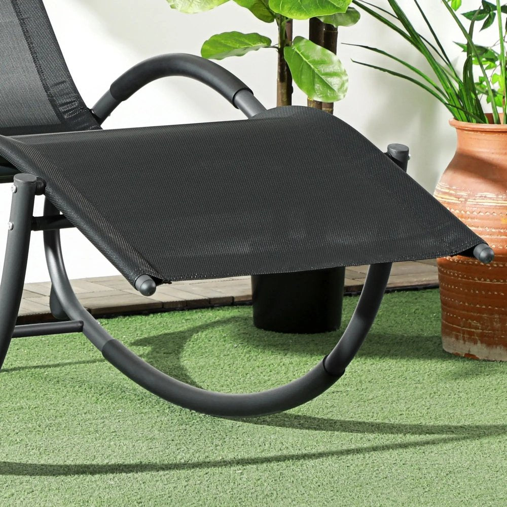 Outsunny Steel Frame Zero Gravity Rocking Chair, with Pillow - Black 7