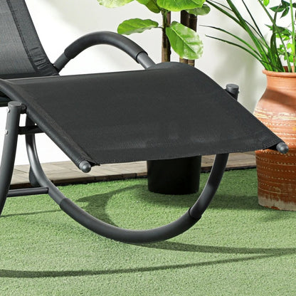 Outsunny Steel Frame Zero Gravity Rocking Chair, with Pillow - Black 7