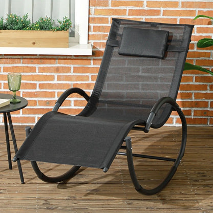 Outsunny Steel Frame Zero Gravity Rocking Chair, with Pillow - Black 9