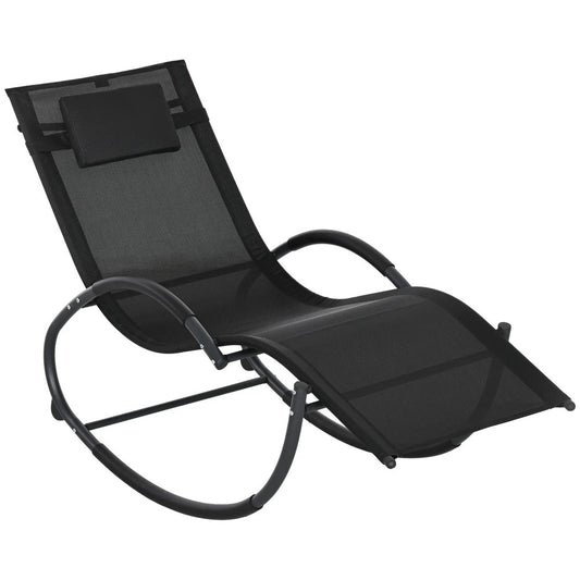 Outsunny Steel Frame Zero Gravity Rocking Chair, with Pillow - Black 