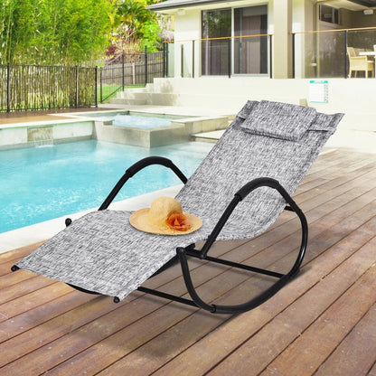 Outsunny Steel Frame Zero Gravity Rocking Lounge Chair w/ Pillow Grey 1