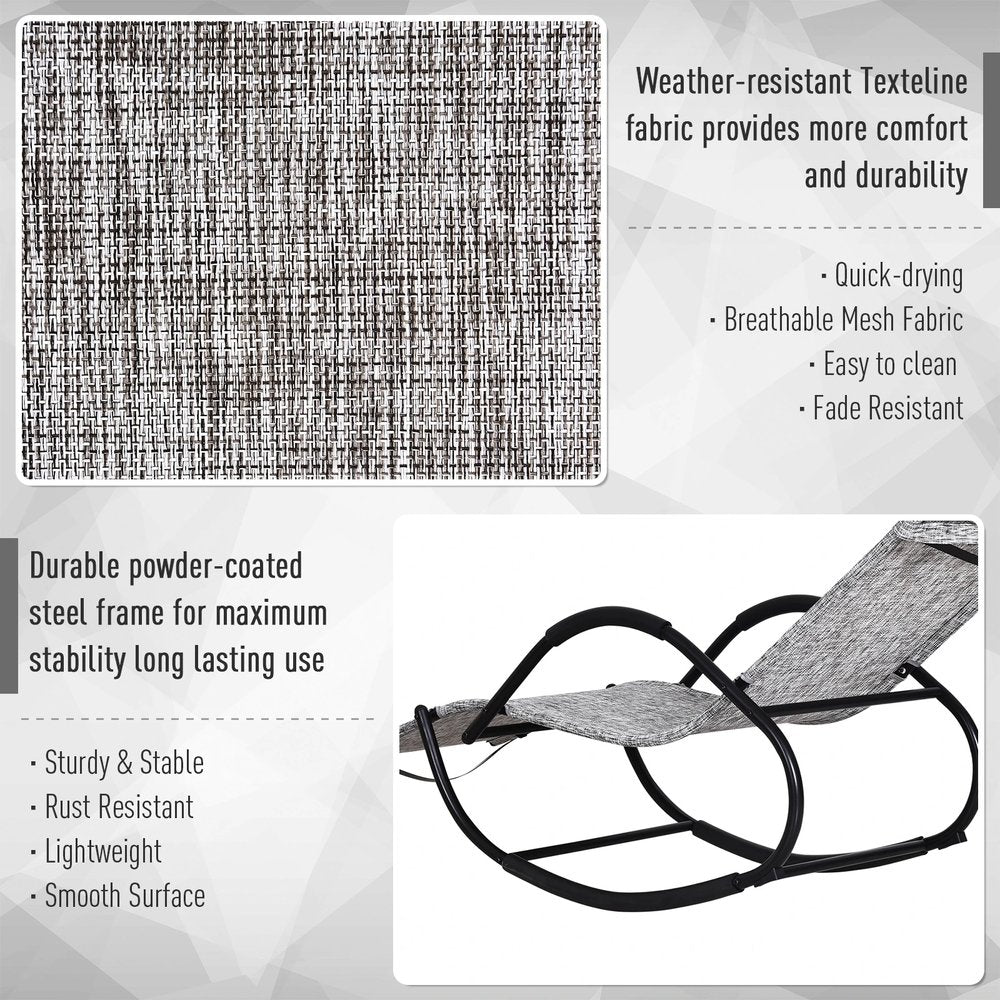 Outsunny Steel Frame Zero Gravity Rocking Lounge Chair w/ Pillow Grey 5