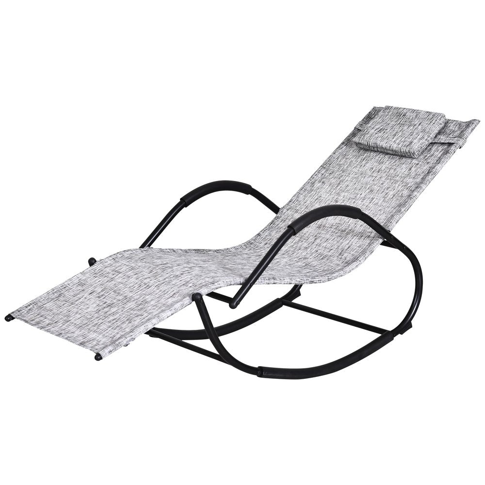 Outsunny Steel Frame Zero Gravity Rocking Lounge Chair w/ Pillow Grey 