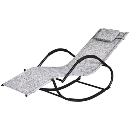 Outsunny Steel Frame Zero Gravity Rocking Lounge Chair w/ Pillow Grey 