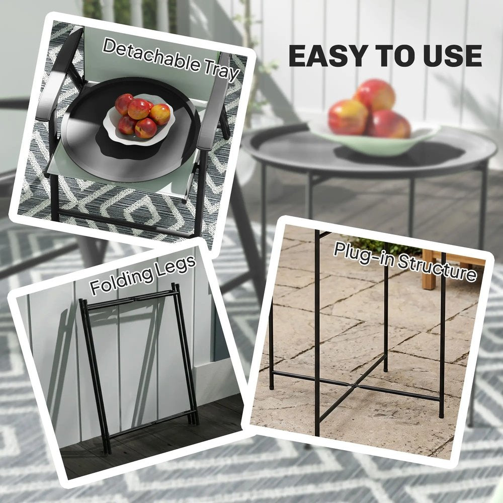 Outsunny Steel Removable Tray Top Garden Table 3