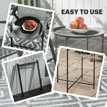 Outsunny Steel Removable Tray Top Garden Table 3