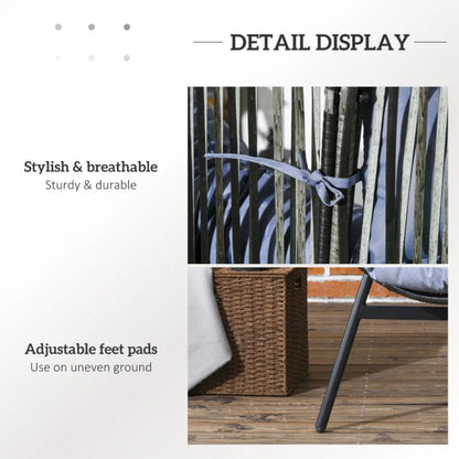 Outsunny String Rattan Egg Chair with 2,000 Hours UV Resistance and 14cm Thick Seat Cushion - Grey/Black
