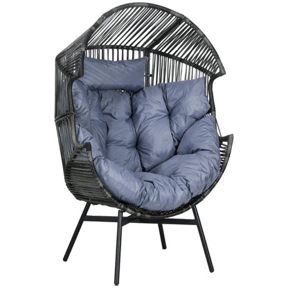 Outsunny String Rattan Egg Chair with 2,000 Hours UV Resistance and 14cm Thick Seat Cushion - Grey/Black