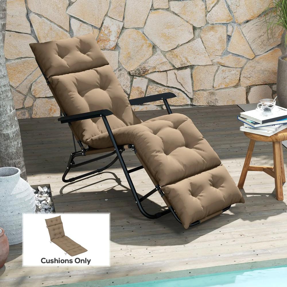 Outsunny Sun Lounger Cushion Only, 190 x 56 x 10 cm Garden Lounge Chair Cushion, UPF20+ 220gsm Fabric, Thick Sunbed Replacement Pad with 6 Ties 1