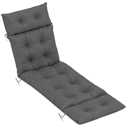 Outsunny Sun Lounger Cushion Only, 190 x 56 x 10 cm Garden Lounge Chair Cushion, UPF20+ 220gsm Fabric, Thick Sunbed Replacement Pad with 6 Ties 10