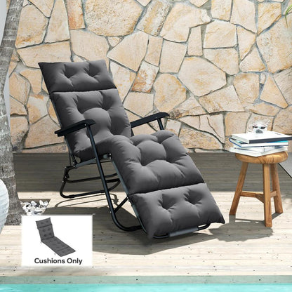 Outsunny Sun Lounger Cushion Only, 190 x 56 x 10 cm Garden Lounge Chair Cushion, UPF20+ 220gsm Fabric, Thick Sunbed Replacement Pad with 6 Ties 11