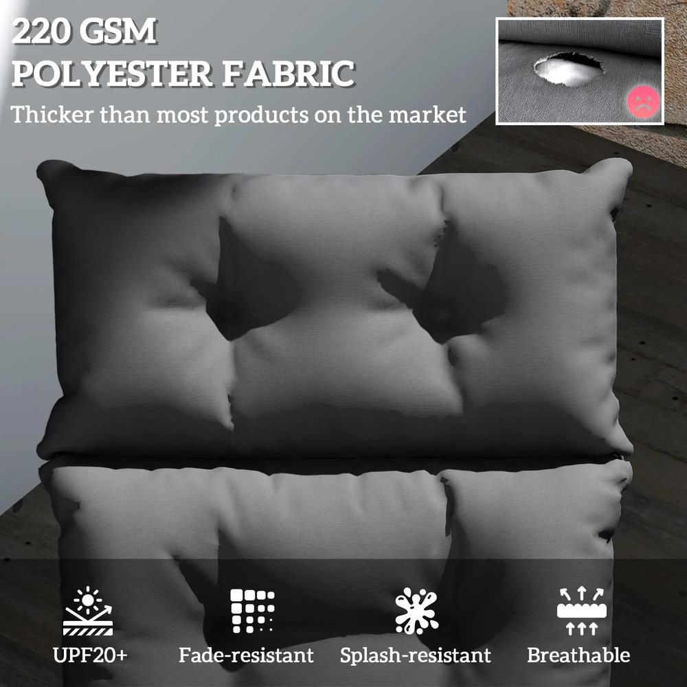 Outsunny Sun Lounger Cushion Only, 190 x 56 x 10 cm Garden Lounge Chair Cushion, UPF20+ 220gsm Fabric, Thick Sunbed Replacement Pad with 6 Ties 13