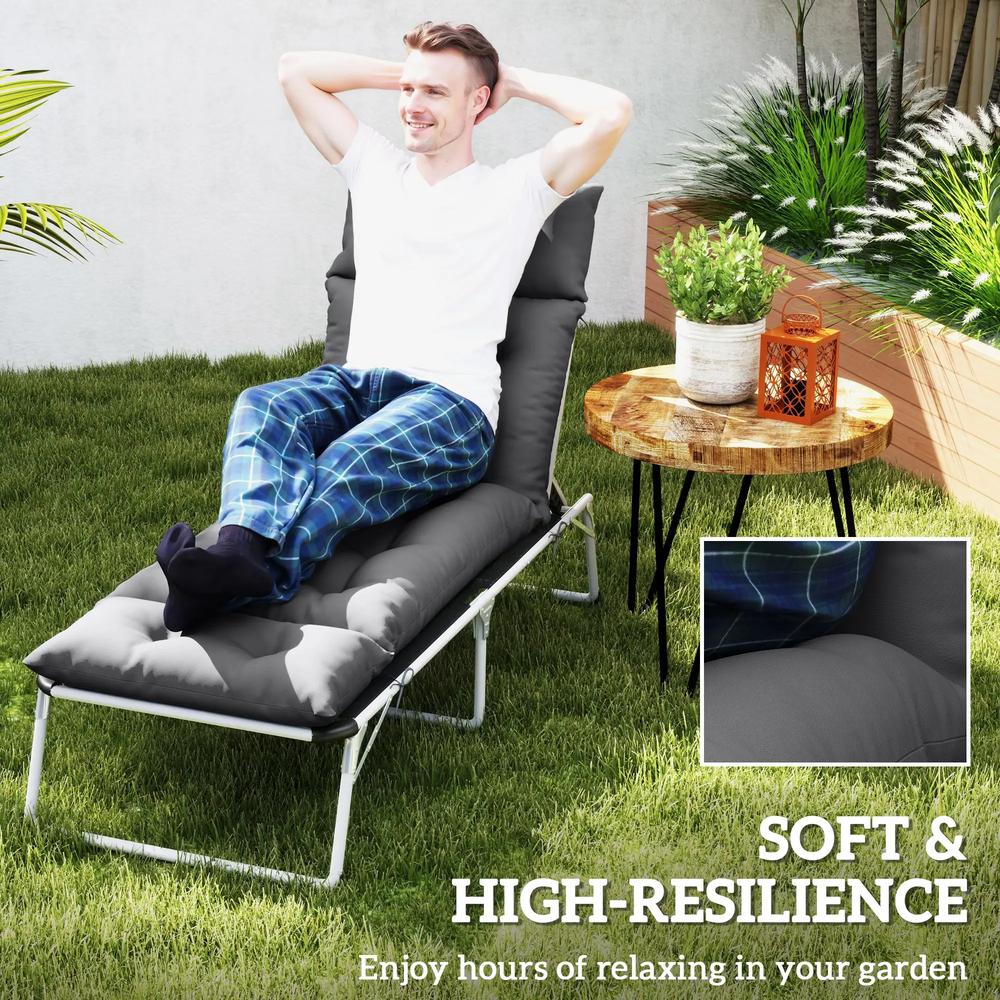 Outsunny Sun Lounger Cushion Only, 190 x 56 x 10 cm Garden Lounge Chair Cushion, UPF20+ 220gsm Fabric, Thick Sunbed Replacement Pad with 6 Ties 14