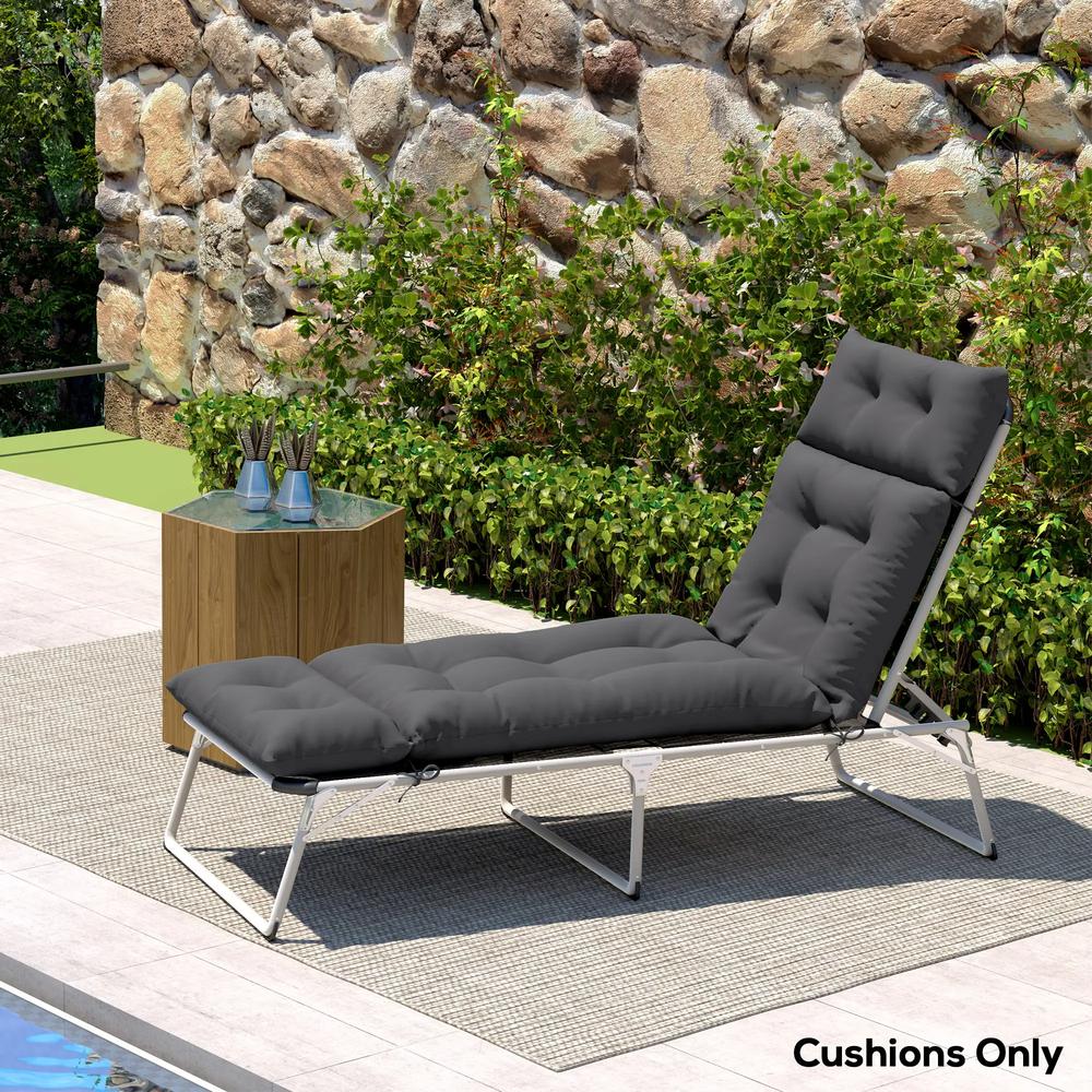 Outsunny Sun Lounger Cushion Only, 190 x 56 x 10 cm Garden Lounge Chair Cushion, UPF20+ 220gsm Fabric, Thick Sunbed Replacement Pad with 6 Ties 17