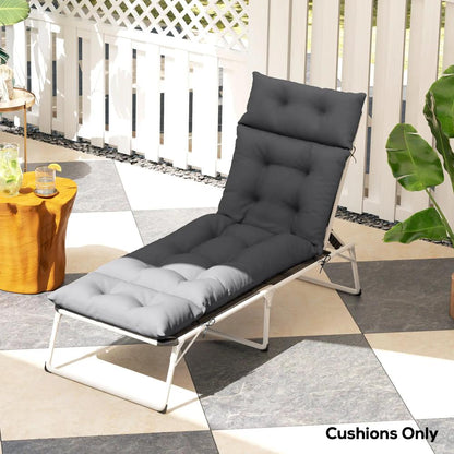 Outsunny Sun Lounger Cushion Only, 190 x 56 x 10 cm Garden Lounge Chair Cushion, UPF20+ 220gsm Fabric, Thick Sunbed Replacement Pad with 6 Ties 18