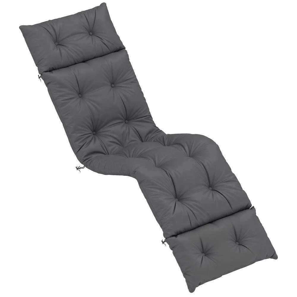 Outsunny Sun Lounger Cushion Only, 190 x 56 x 10 cm Garden Lounge Chair Cushion, UPF20+ 220gsm Fabric, Thick Sunbed Replacement Pad with 6 Ties 19