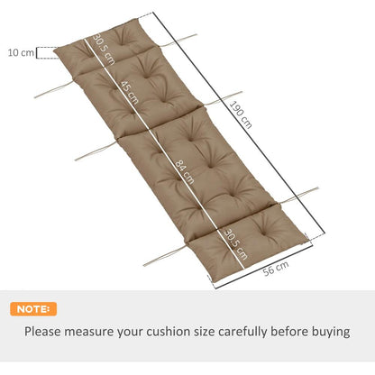 Outsunny Sun Lounger Cushion Only, 190 x 56 x 10 cm Garden Lounge Chair Cushion, UPF20+ 220gsm Fabric, Thick Sunbed Replacement Pad with 6 Ties 2