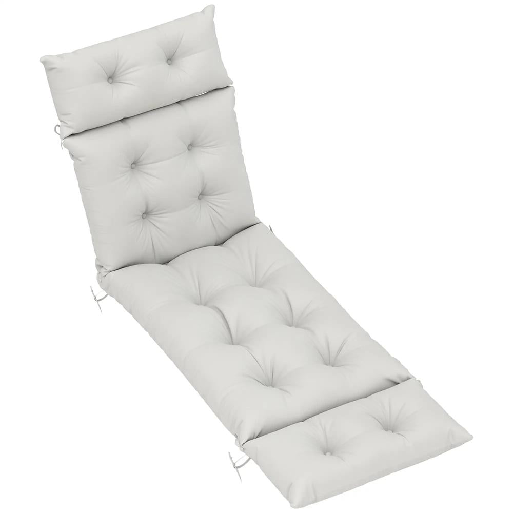 Outsunny Sun Lounger Cushion Only, 190 x 56 x 10 cm Garden Lounge Chair Cushion, UPF20+ 220gsm Fabric, Thick Sunbed Replacement Pad with 6 Ties 20