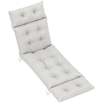 Outsunny Sun Lounger Cushion Only, 190 x 56 x 10 cm Garden Lounge Chair Cushion, UPF20+ 220gsm Fabric, Thick Sunbed Replacement Pad with 6 Ties 20