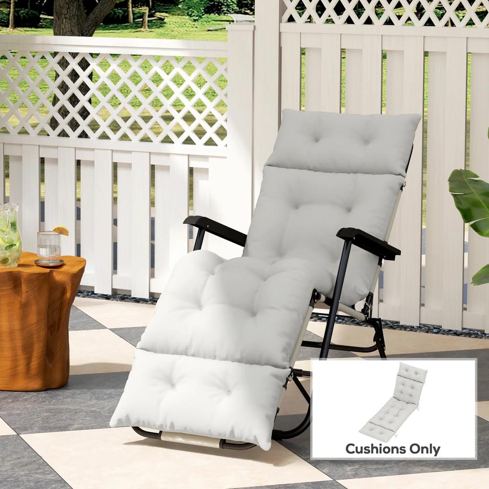 Outsunny Sun Lounger Cushion Only, 190 x 56 x 10 cm Garden Lounge Chair Cushion, UPF20+ 220gsm Fabric, Thick Sunbed Replacement Pad with 6 Ties 21