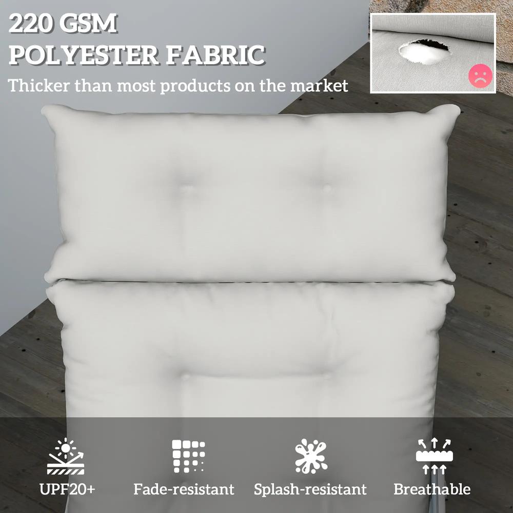 Outsunny Sun Lounger Cushion Only, 190 x 56 x 10 cm Garden Lounge Chair Cushion, UPF20+ 220gsm Fabric, Thick Sunbed Replacement Pad with 6 Ties 23