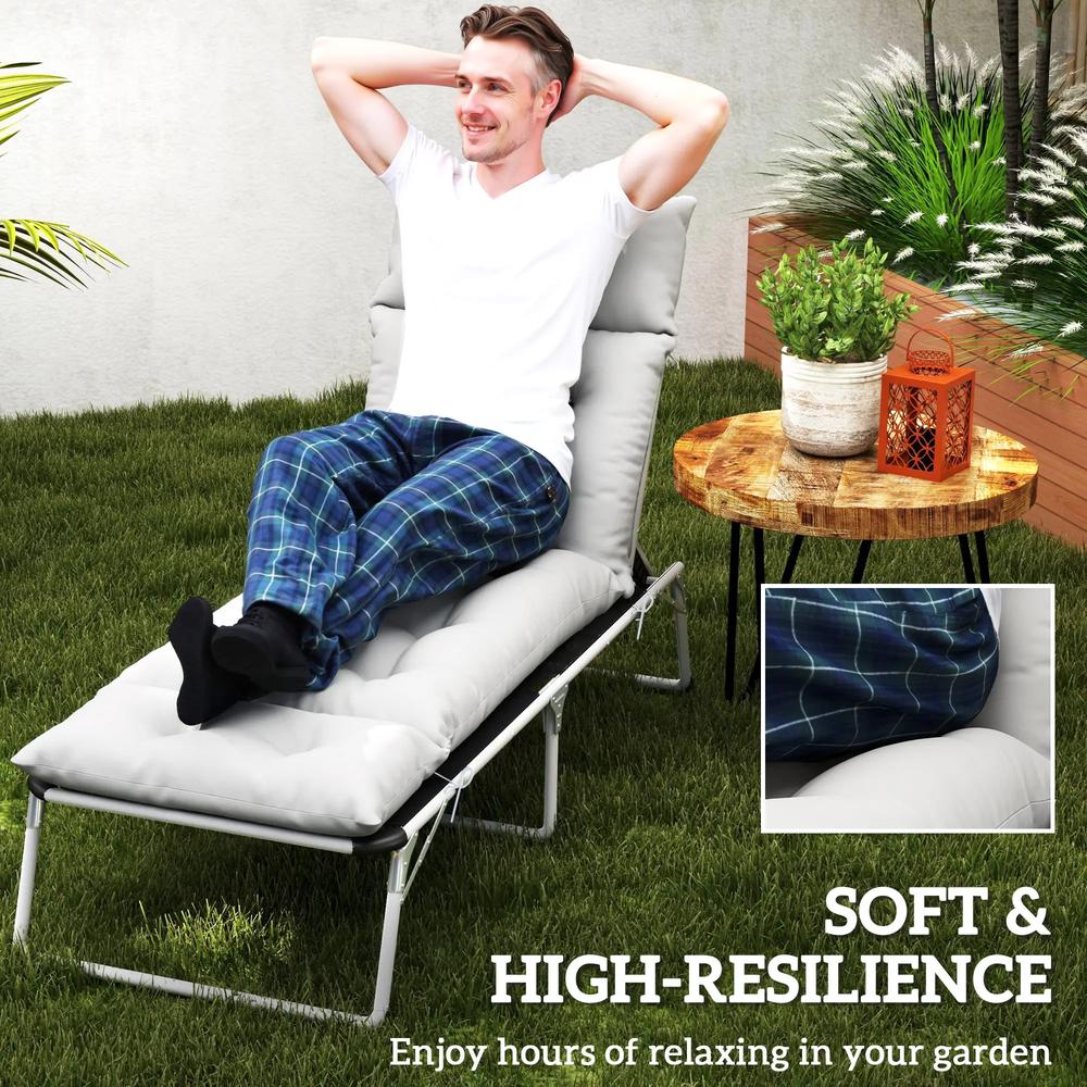 Outsunny Sun Lounger Cushion Only, 190 x 56 x 10 cm Garden Lounge Chair Cushion, UPF20+ 220gsm Fabric, Thick Sunbed Replacement Pad with 6 Ties 24