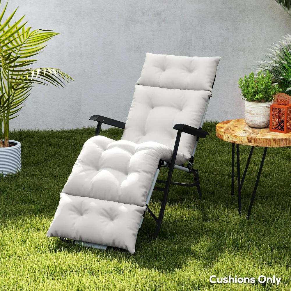 Outsunny Sun Lounger Cushion Only, 190 x 56 x 10 cm Garden Lounge Chair Cushion, UPF20+ 220gsm Fabric, Thick Sunbed Replacement Pad with 6 Ties 27